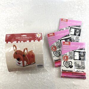 Valentine’s Crafts: Build-a-Fox-Mailbox & Creatology Velvet Coloring Cards NWT